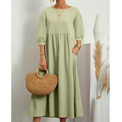 Elegante Zomerjurk met Smockdetail en Midi-lengte