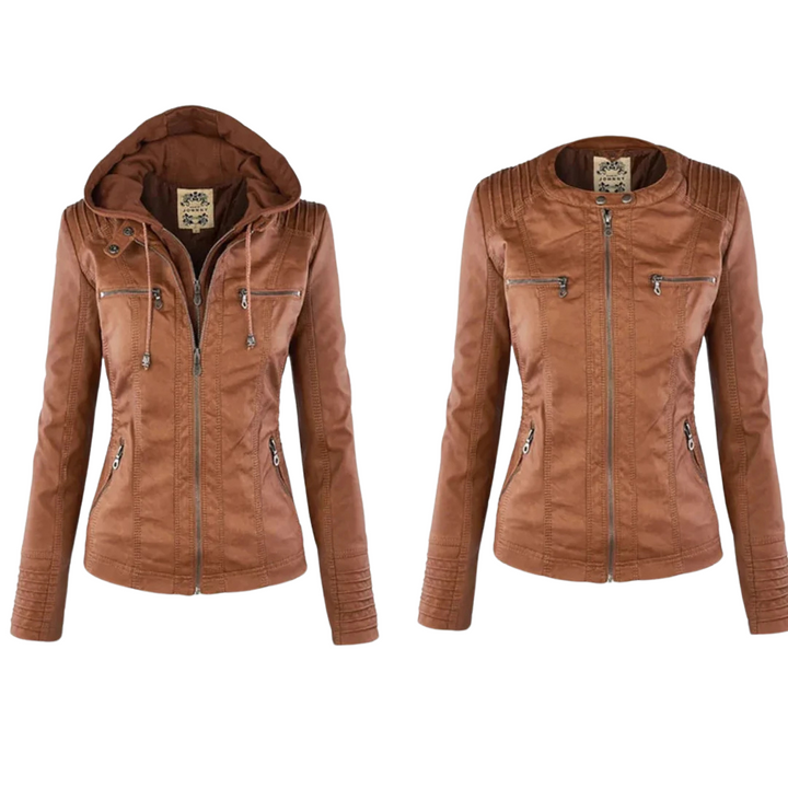 Leren Biker Jas met Capuchon voor Dames