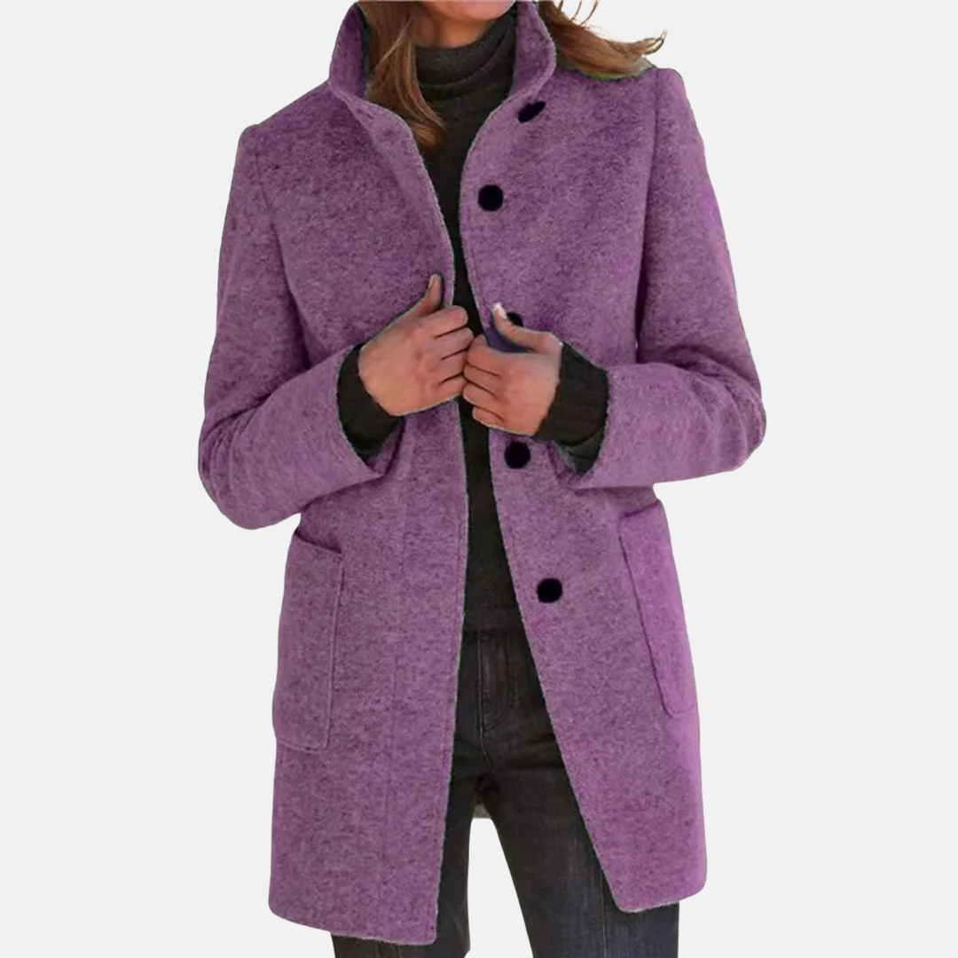 Vintage Tweed Dames Jas met Elegante Turtleneck Kraag