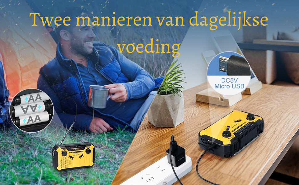Draagbare Solar & Dynamo Noodradio met LED en Powerbank