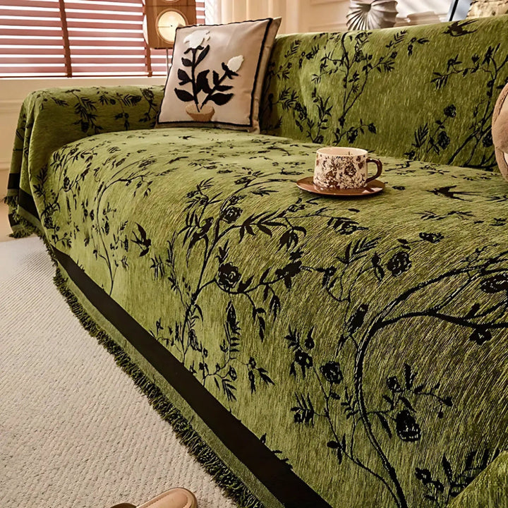Elegante plaid met bloemmotief en franjes