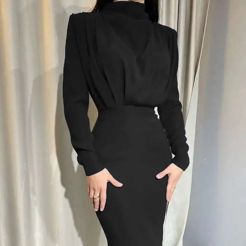 Solena – Elegante Bodycon Jurk met Turtleneck voor Herfst en Winter