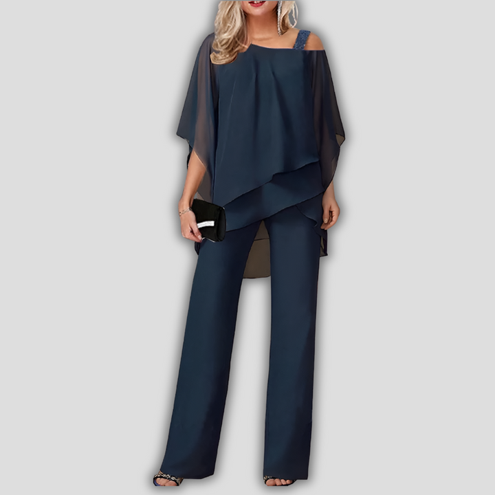 Elegant tweedelig chiffon broekpak