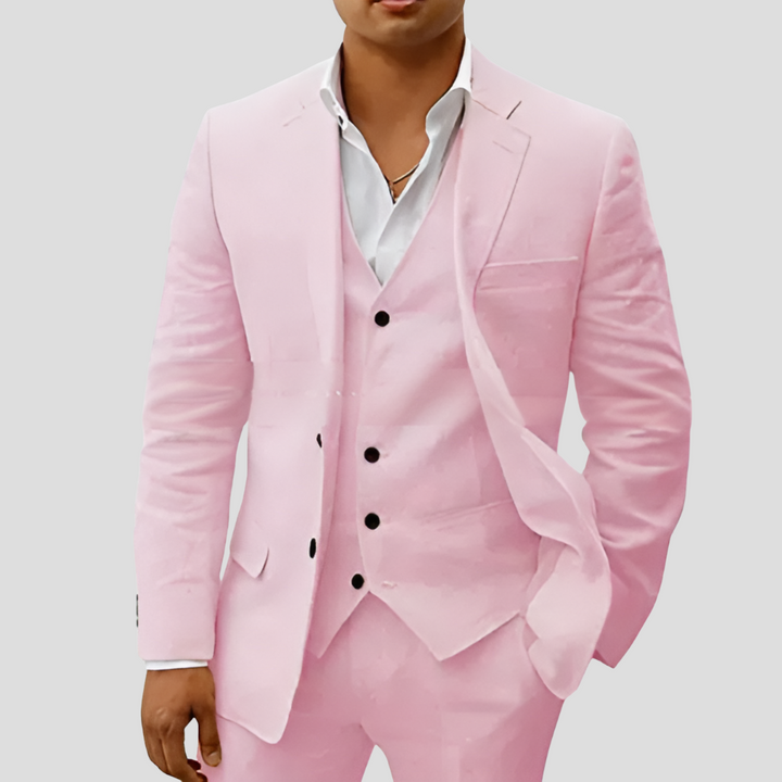 Driedelige linnen set voor heren: blazer, vest en broek