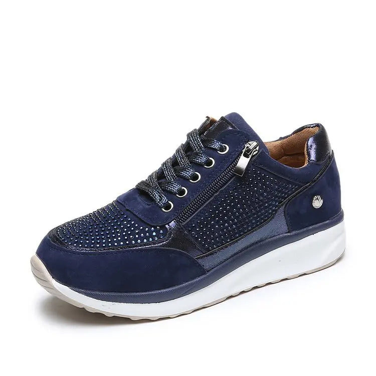 Kristallen Dames Sneakers met Rits en Plateauzool