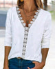 Kanten dames blouse met V-hals en 3/4 mouwen - Anuk
