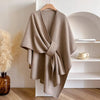 Luxe Winddichte Sjaal Jas met Elegante Drape