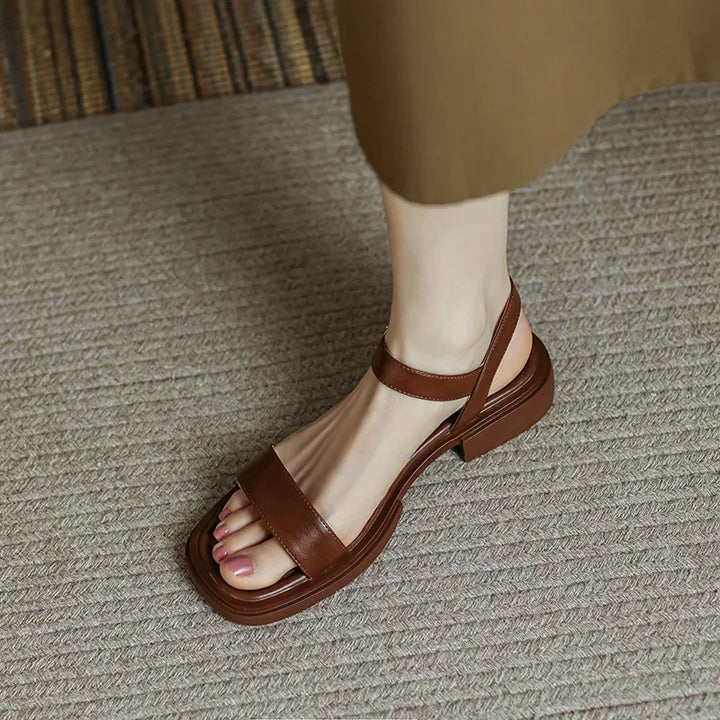 Elegante Leren Vrouwen Sandalen - Stevig en Comfortabel