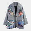 Oversized Damesblazer met Tijdloze Ruitprint