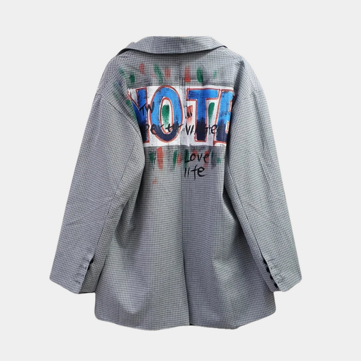 Oversized Damesblazer met Tijdloze Ruitprint