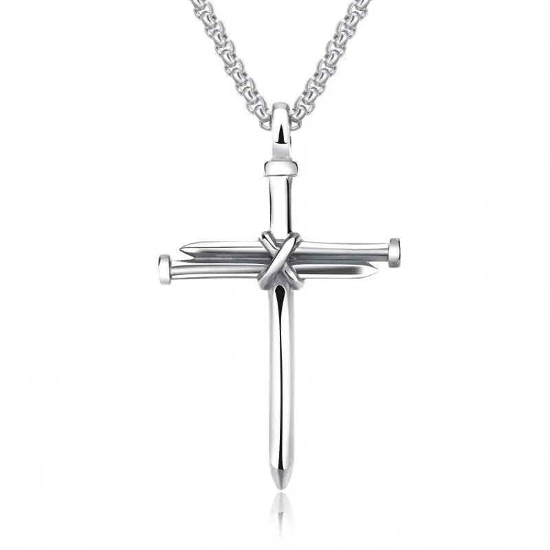Stalen Kruis Hanger Ketting met Spijker Design (Unisex)