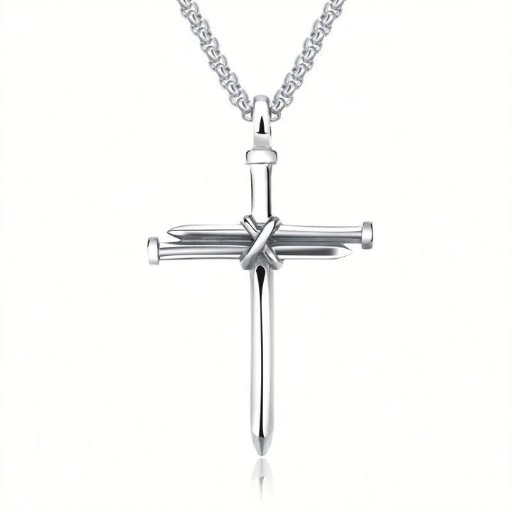 Stalen Kruis Hanger Ketting met Spijker Design (Unisex)