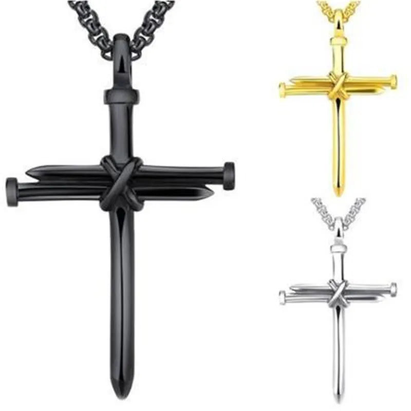 Stalen Kruis Hanger Ketting met Spijker Design (Unisex)