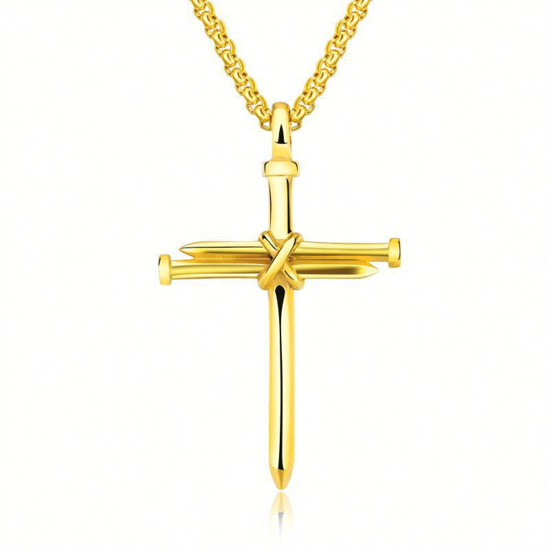 Stalen Kruis Hanger Ketting met Spijker Design (Unisex)