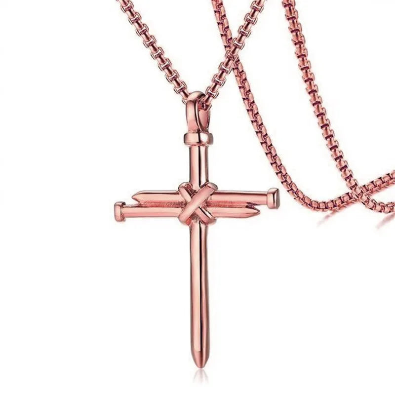Stalen Kruis Hanger Ketting met Spijker Design (Unisex)