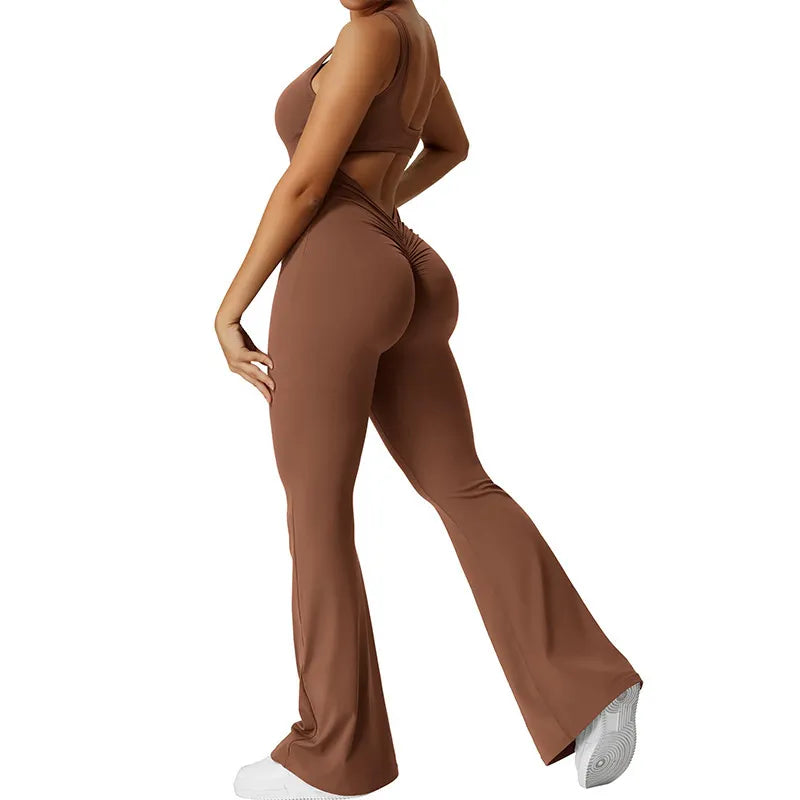 Mouwloze Flared Jumpsuit voor Yoga & Fitness