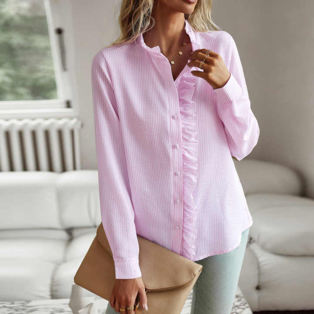 Blouse met textuur en ruches
