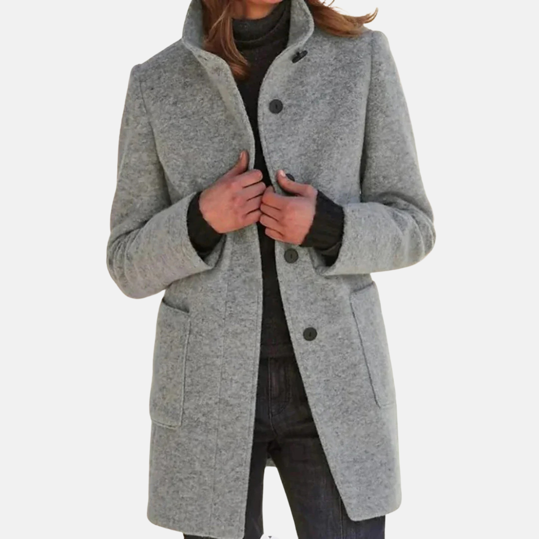 Vintage Tweed Dames Jas met Elegante Turtleneck Kraag