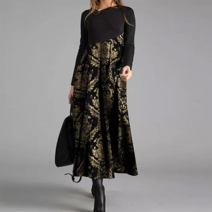 Elegante A-Lijn Jurk met V-Hals en Lange Mouwen