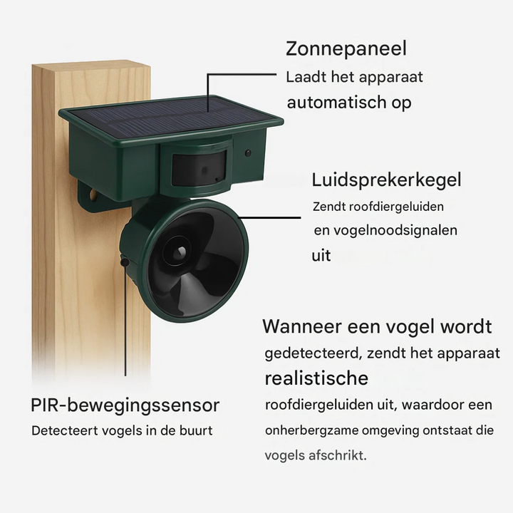 Premium vogelverjager met bewegingssensor