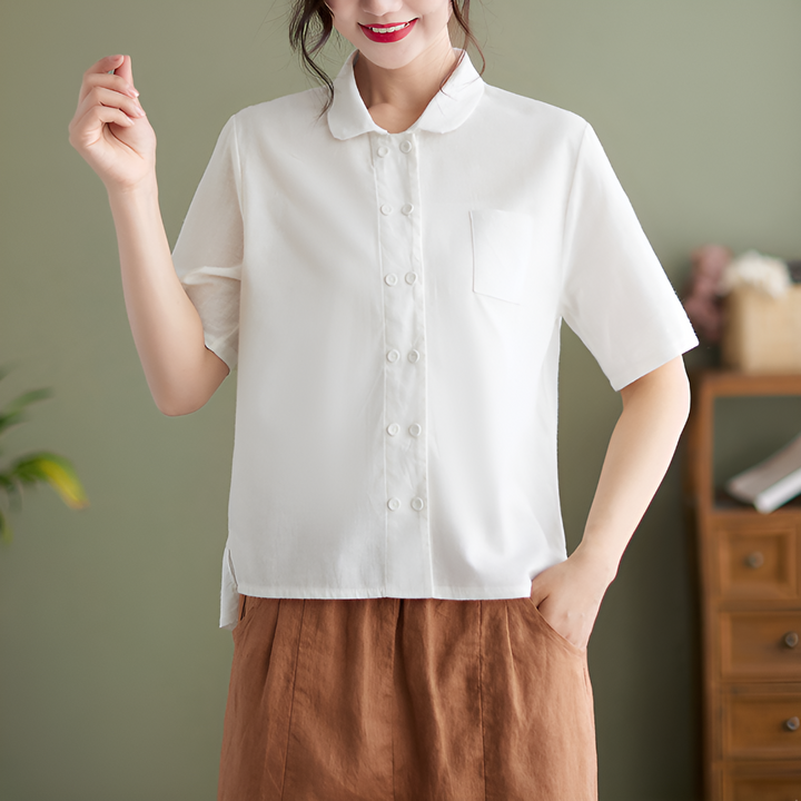 Relaxed Fit Blouse van Katoen en Linnen voor Dames