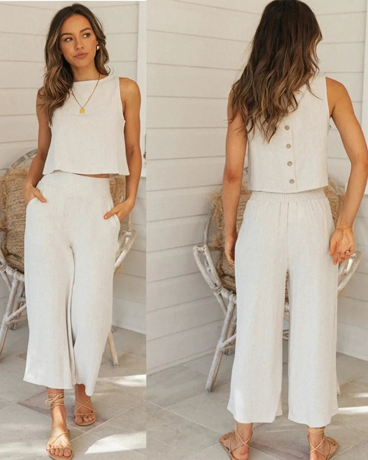 Zomerse Elegante 2-delige Damesoutfit met Top en Broek