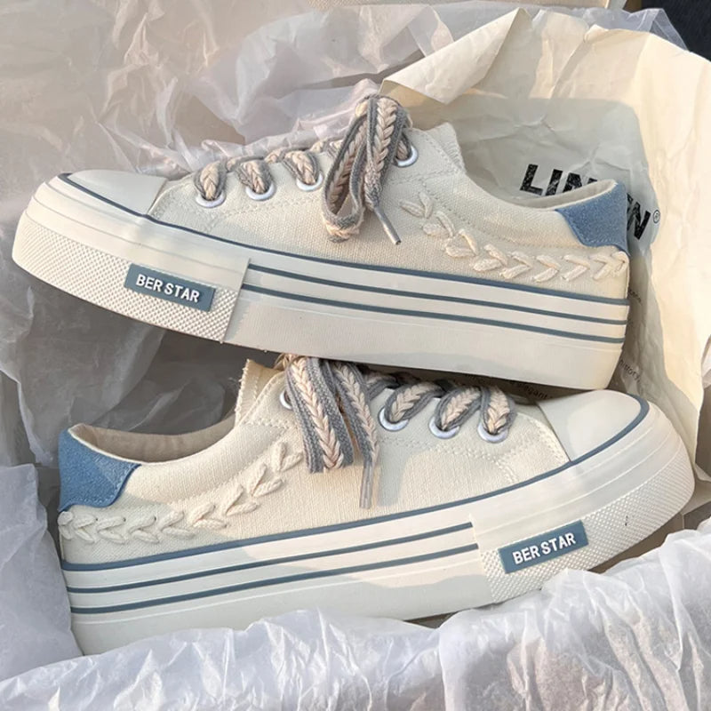 Serenity – Trendy Platform Canvas Sneakers met Verhoogde Zool