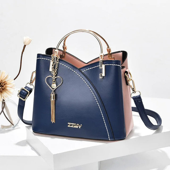 Selene – Grote Retro Dameshandtas met Contrastkleur en Veel Opbergruimte