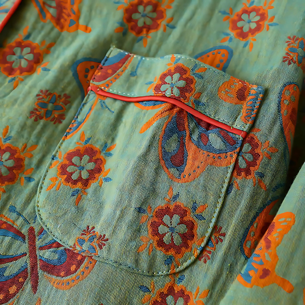 2-delige Katoenen Loungewear Set met Vlinderprint voor vrouwen