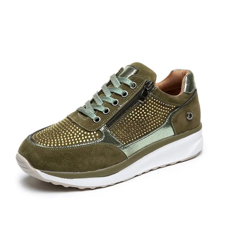 Kristallen Dames Sneakers met Rits en Plateauzool