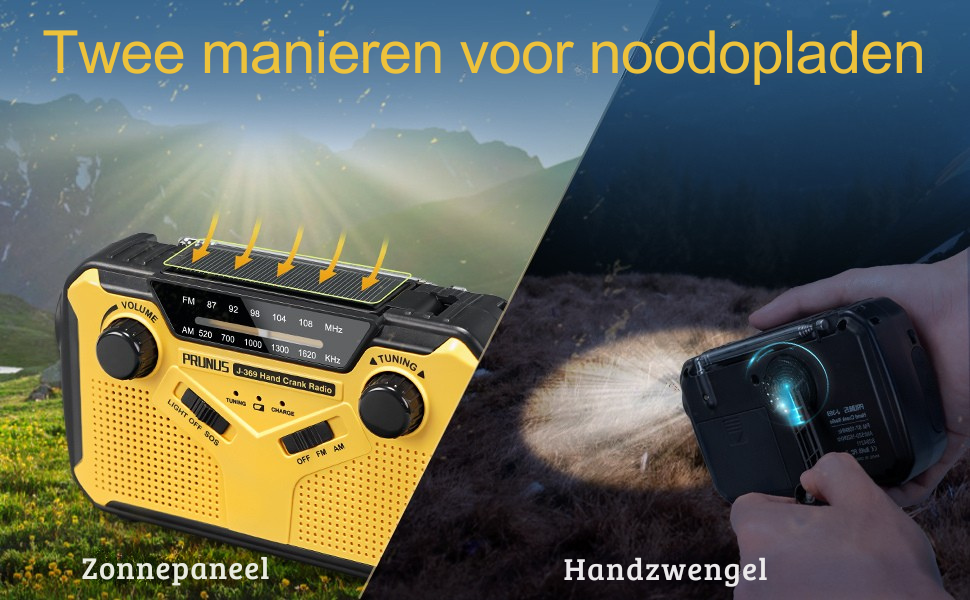 Draagbare Solar & Dynamo Noodradio met LED en Powerbank
