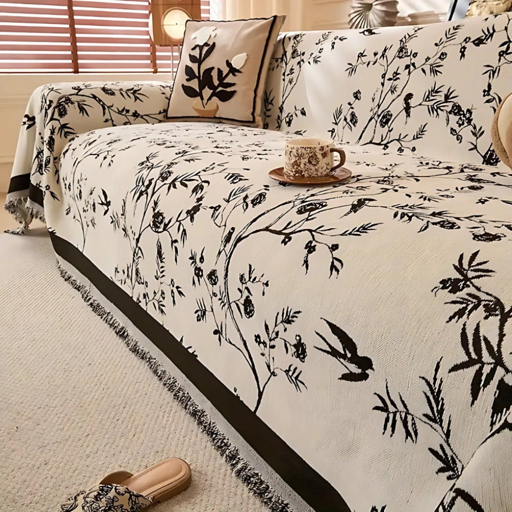 Elegante plaid met bloemmotief en franjes