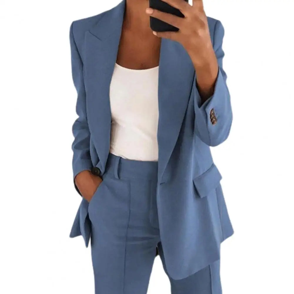Klassieke Blazer met Lange Mouwen en Enkelknoopsluiting