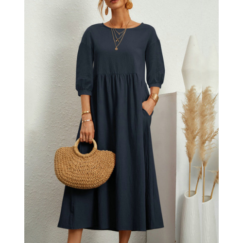 Elegante Zomerjurk met Smockdetail en Midi-lengte