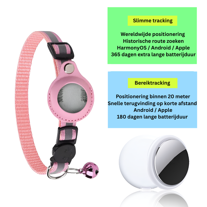 GPS-trackerhalsband voor katten met reflecterend ontwerp