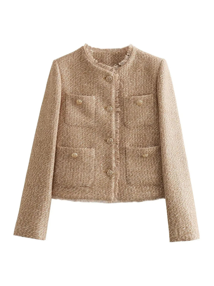 Elegant Cropped Tweed Jasje voor Dames