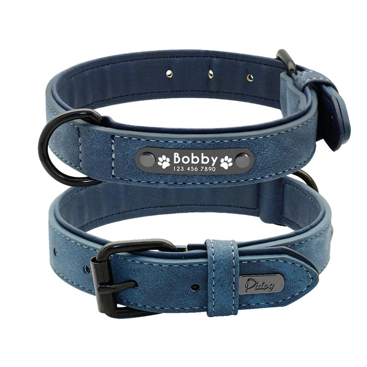 Lederen Gegraveerde Hondenhalsband