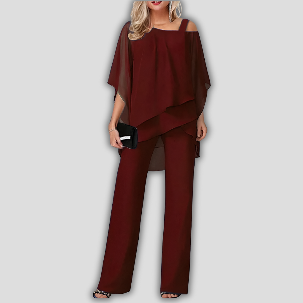 Elegant tweedelig chiffon broekpak