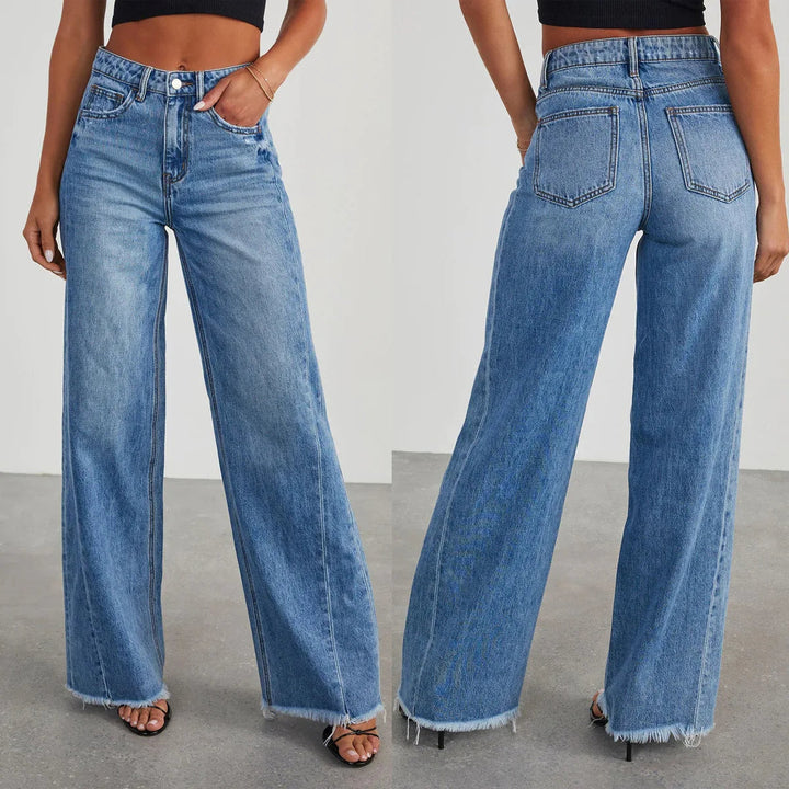 Niva – Loose Fit Jeans met Rafelzoom