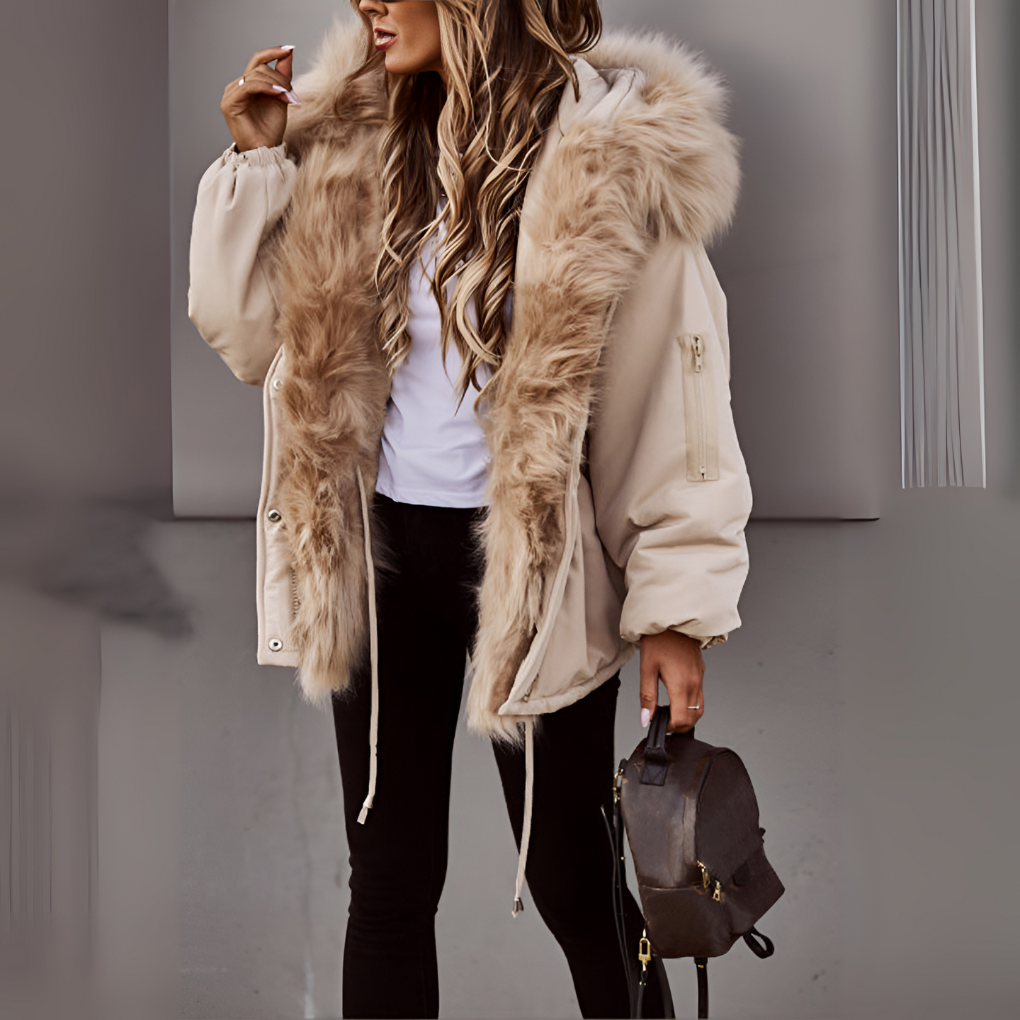 Luxe winterparka met imitatiebont