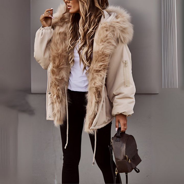 Luxe winterparka met imitatiebont