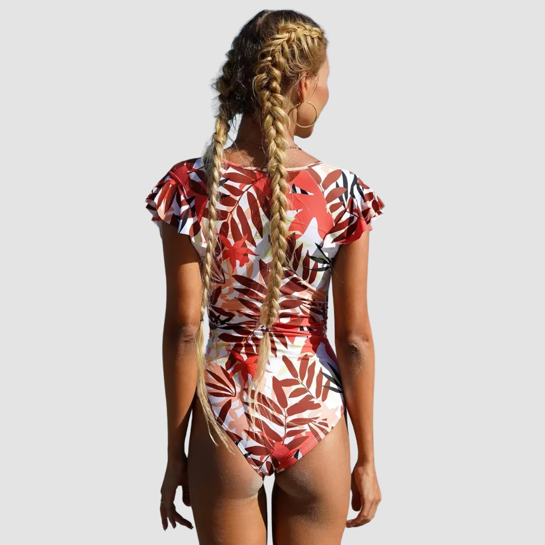 Camouflage Bandeau Zwempak met Ritssluiting