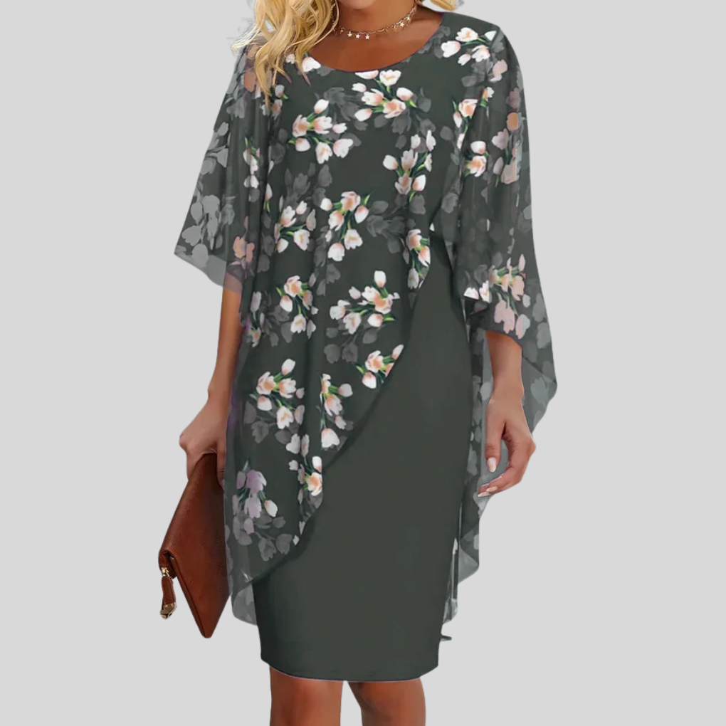 Elegante bloemen chiffon jurk