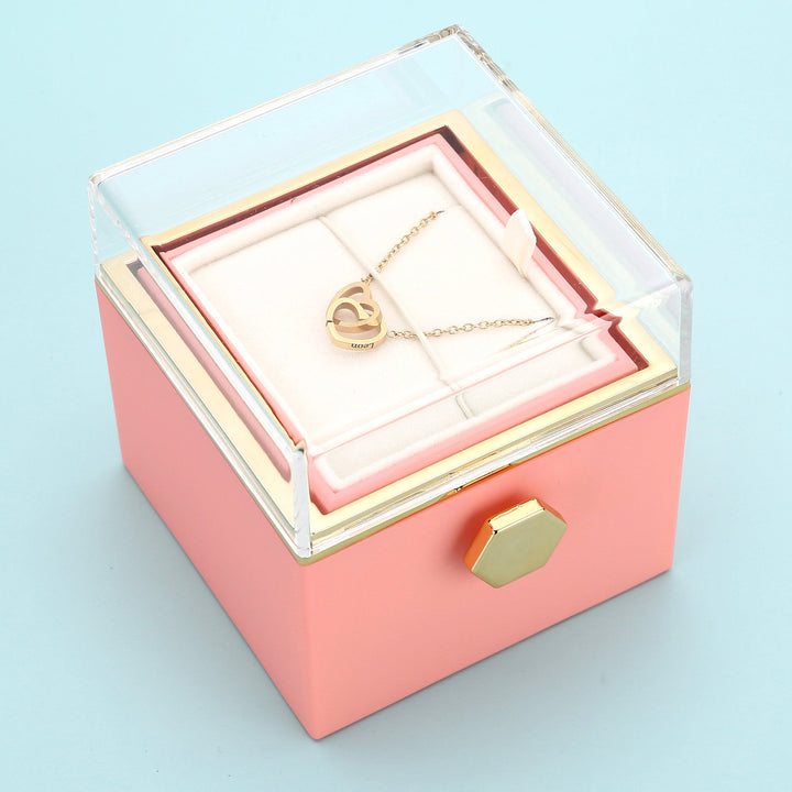 Cadeauset met Echte Roos & Dubbele Hart Halsketting