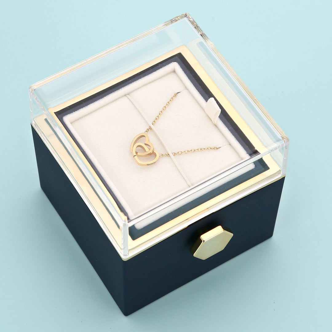 Cadeauset met Echte Roos & Dubbele Hart Halsketting