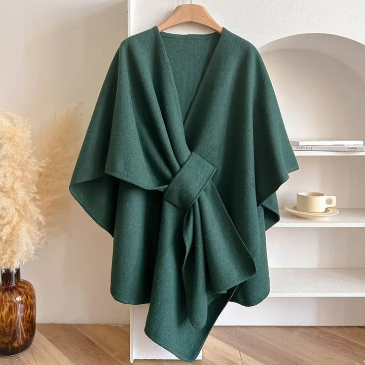 Luxe Winddichte Sjaal Jas met Elegante Drape
