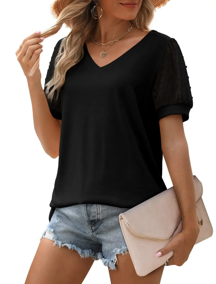 Emma – Elegante Linnen Dames V-Hals Top voor een Stijlvolle Look