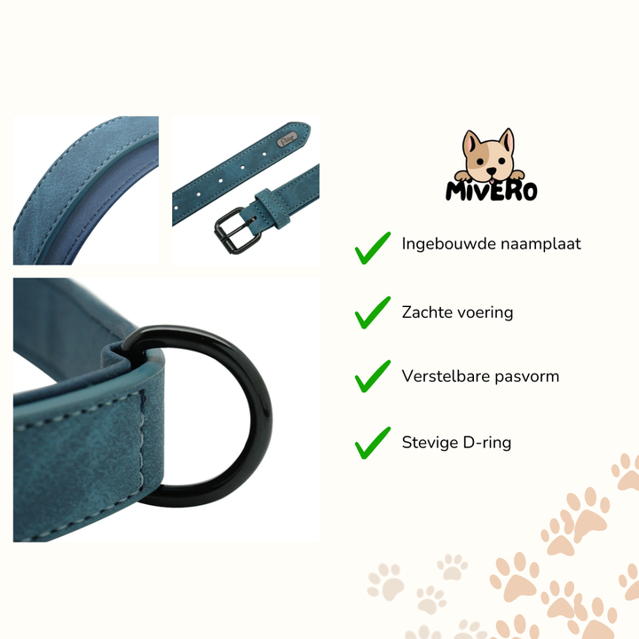 Lederen Gegraveerde Hondenhalsband