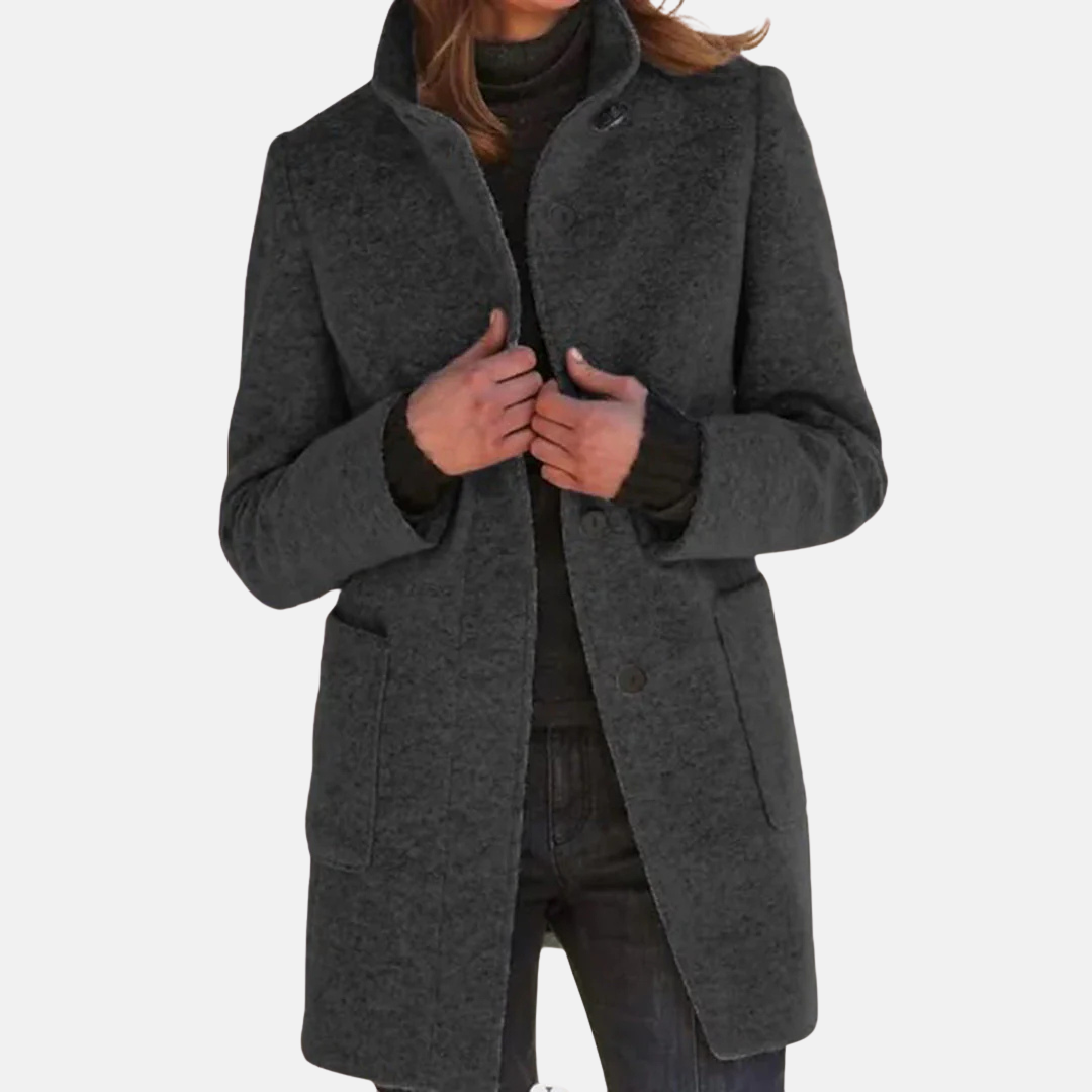 Vintage Tweed Dames Jas met Elegante Turtleneck Kraag