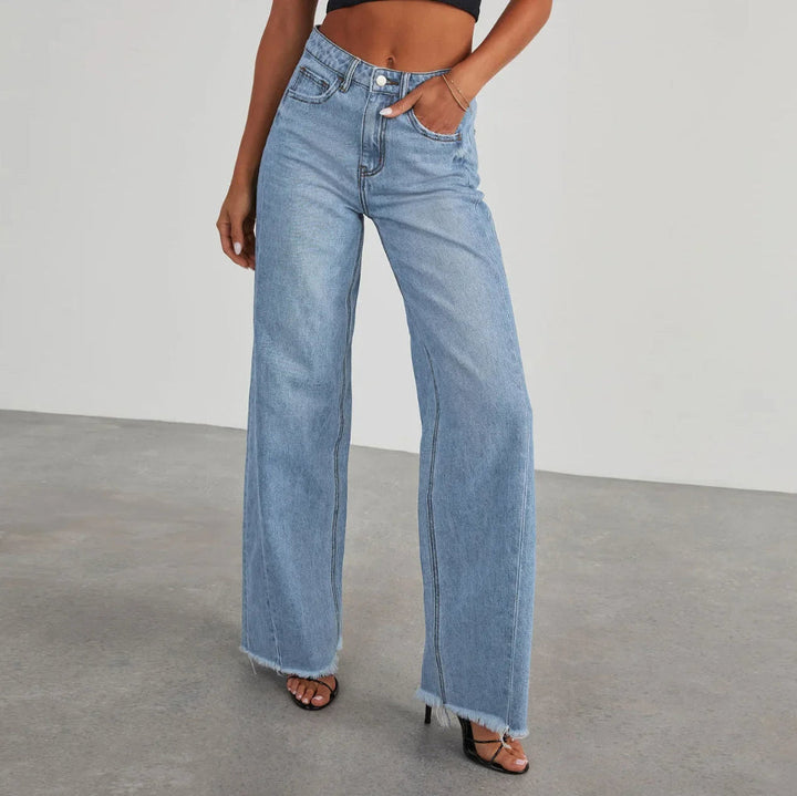 Niva – Loose Fit Jeans met Rafelzoom